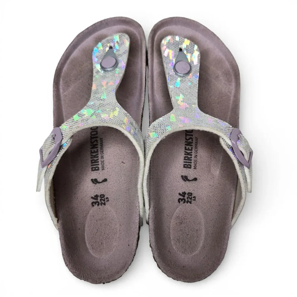 Birkenstock Gizeh Girls Thong Sandal Metallic Mauve Boho Slip On‎ L3